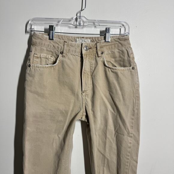 Free People We The Free Pants Women 25 Tan High Rise Distressed Straight Minimal - Picture 3 of 9